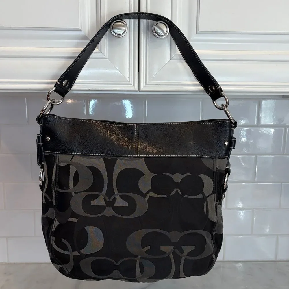 Coach Bag Purse Handbag Y2K Pocketbook Zoe Black and Gray Signature Tote